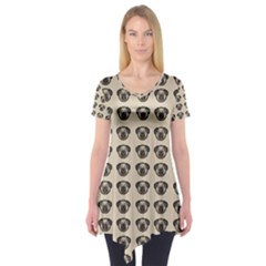 Puppy Dog Pug Pup Graphic Short Sleeve Tunic  by Celenk