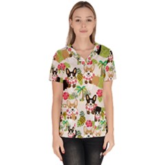 Hula Corgis Fabric Scrub Top by Celenk