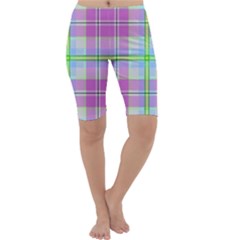 Pink And Blue Plaid Cropped Leggings  by allthingseveryone