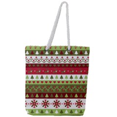 Christmas Spirit Pattern Full Print Rope Handle Tote (large) by patternstudio