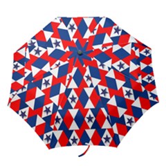 Patriotic Red White Blue 3d Stars Folding Umbrellas by Celenk