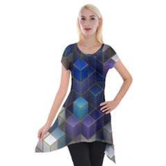 Cube Cubic Design 3d Shape Square Short Sleeve Side Drop Tunic by Celenk