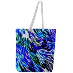 Abstract Background Blue White Full Print Rope Handle Tote (large)