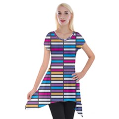 Color Grid 01 Short Sleeve Side Drop Tunic