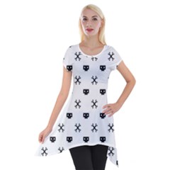 Black Pixel Skull Pirate Short Sleeve Side Drop Tunic