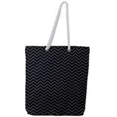Dark Chevron Full Print Rope Handle Tote (large) by jumpercat