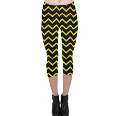 Yellow Chevron Capri Leggings  by jumpercat
