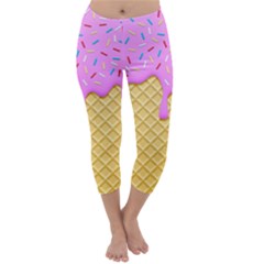 Strawberry Ice Cream Capri Winter Leggings  by jumpercat