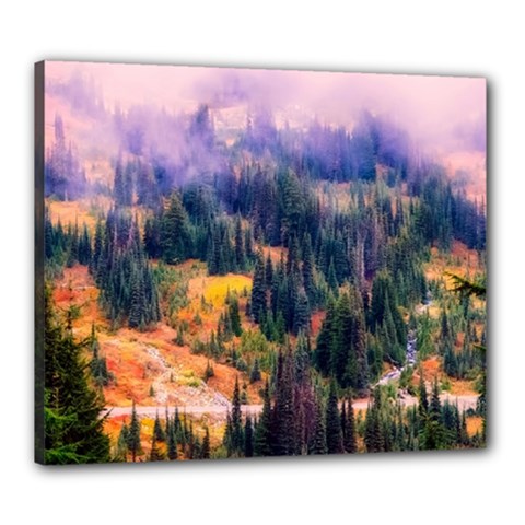 Landscape Fog Mist Haze Forest Canvas 24  X 20  by BangZart