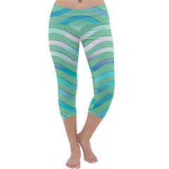 Abstract Digital Waves Background Capri Yoga Leggings by BangZart