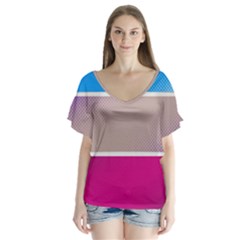 Pattern Template Banner Background V-neck Flutter Sleeve Top by BangZart