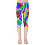 Digital Multicolor Colorful Curves Kids  Capri Leggings 
