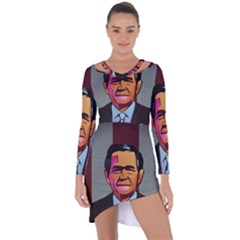 George W Bush Pop Art President Usa Asymmetric Cut-out Shift Dress by BangZart