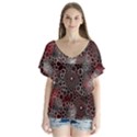 Chain Mail Vortex Pattern V-Neck Flutter Sleeve Top View1