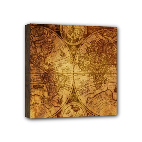 Map Of The World Old Historically Mini Canvas 4  X 4 