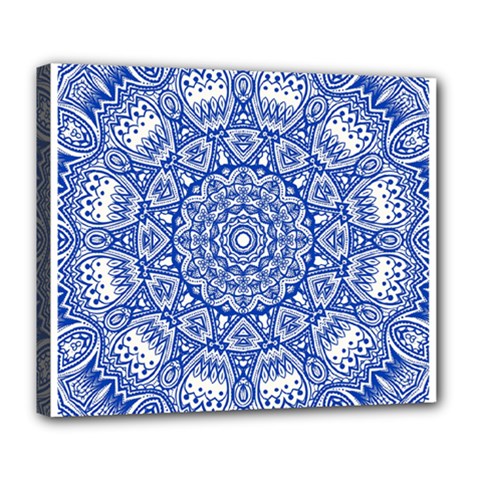 Blue Mandala Kaleidoscope Deluxe Canvas 24  X 20   by Celenk