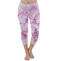 Flower Pink Art Abstract Nature Capri Winter Leggings  by Celenk
