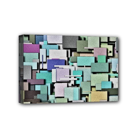 Background Painted Squares Art Mini Canvas 6  X 4  by Celenk