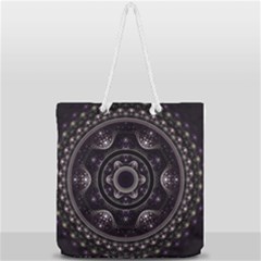 Fractal Mandala Circles Purple Full Print Rope Handle Tote (large) by Celenk