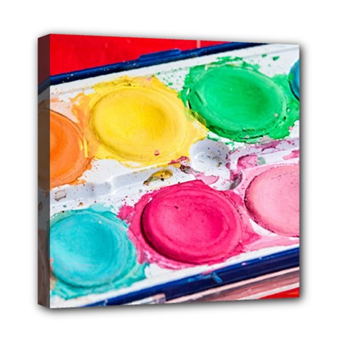 Palette Brush Paint Box Color Mini Canvas 8  X 8  by Celenk