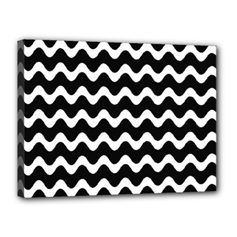 Wave Pattern Wavy Halftone Canvas 16  X 12  by Celenk