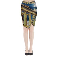 Athens Greece Ancient Architecture Midi Wrap Pencil Skirt by Celenk