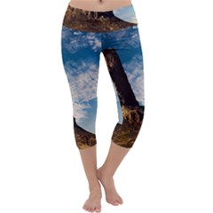 Mountain Desert Landscape Nature Capri Yoga Leggings by Celenk