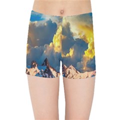 Mountains Clouds Landscape Scenic Kids Sports Shorts by Celenk