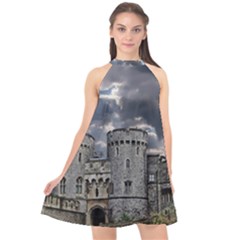 Castle Building Architecture Halter Neckline Chiffon Dress  by Celenk
