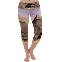 Pyramids Egypt Capri Yoga Leggings by Celenk