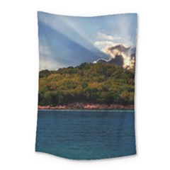 Island God Rays Sky Nature Sea Small Tapestry by Celenk