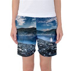 Shore Mountain Water Landscape Women s Basketball Shorts by Celenk