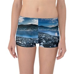 Shore Mountain Water Landscape Reversible Boyleg Bikini Bottoms by Celenk