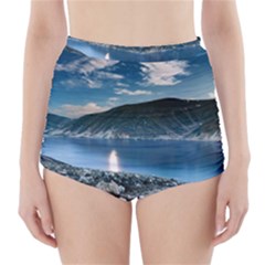 Shore Mountain Water Landscape High-waisted Bikini Bottoms by Celenk