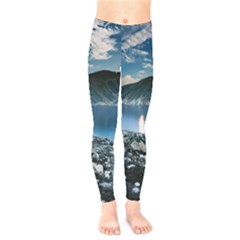 Shore Mountain Water Landscape Kids  Legging by Celenk