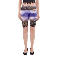 Mountain Snow Landscape Winter Yoga Cropped Leggings by Celenk