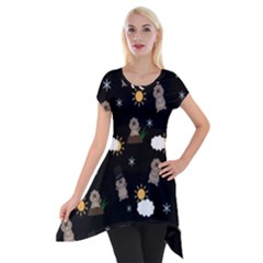 Groundhog Day Pattern Short Sleeve Side Drop Tunic by Valentinaart