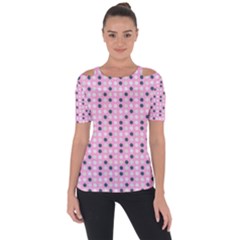 Teal White Eggs On Pink Short Sleeve Top