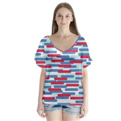 Fast Capsules 1 V-neck Flutter Sleeve Top by jumpercat