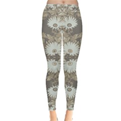 Vintage Daisy Floral Pattern Leggings  by dflcprints