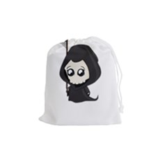 Cute Grim Reaper Drawstring Pouches (medium)  by Valentinaart