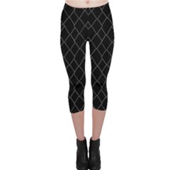 Black And White Grid Pattern Capri Leggings  by dflcprints