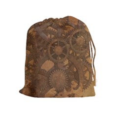 Background Steampunk Gears Grunge Drawstring Pouches (extra Large) by Nexatart