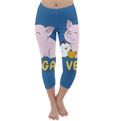 Go Vegan - Cute Pig And Chicken Capri Winter Leggings  by Valentinaart