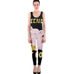 Friends Not Food - Cute Pig And Chicken One Piece Catsuit by Valentinaart