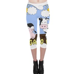 Friends Not Food - Cute Pig And Chicken Capri Leggings  by Valentinaart