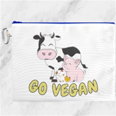 Friends Not Food - Cute Pig And Chicken Canvas Cosmetic Bag (xxxl)