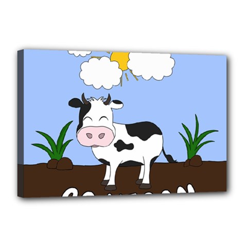 Friends Not Food - Cute Cow Canvas 18  X 12  by Valentinaart
