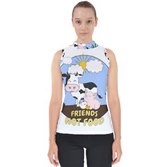Friends Not Food - Cute Cow, Pig And Chicken Shell Top by Valentinaart