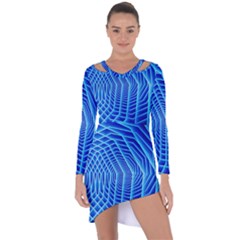 Blue Background Light Glow Abstract Art Asymmetric Cut-out Shift Dress by Nexatart